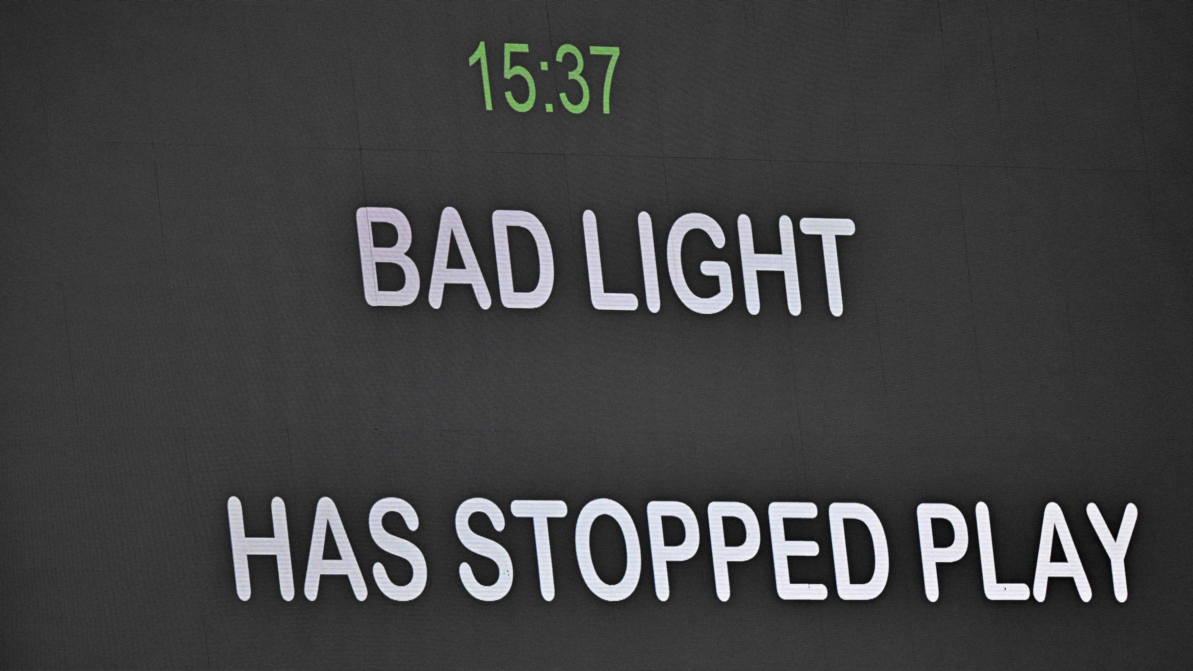 Bad light message on scoreboard