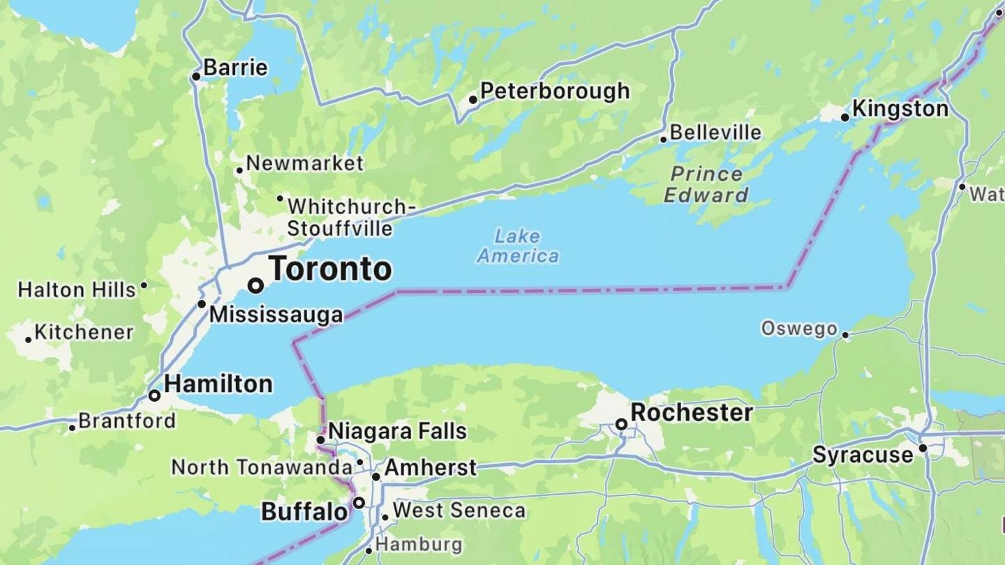 Apple Maps Renames Lake Ontario as Lake America Following Trump Order