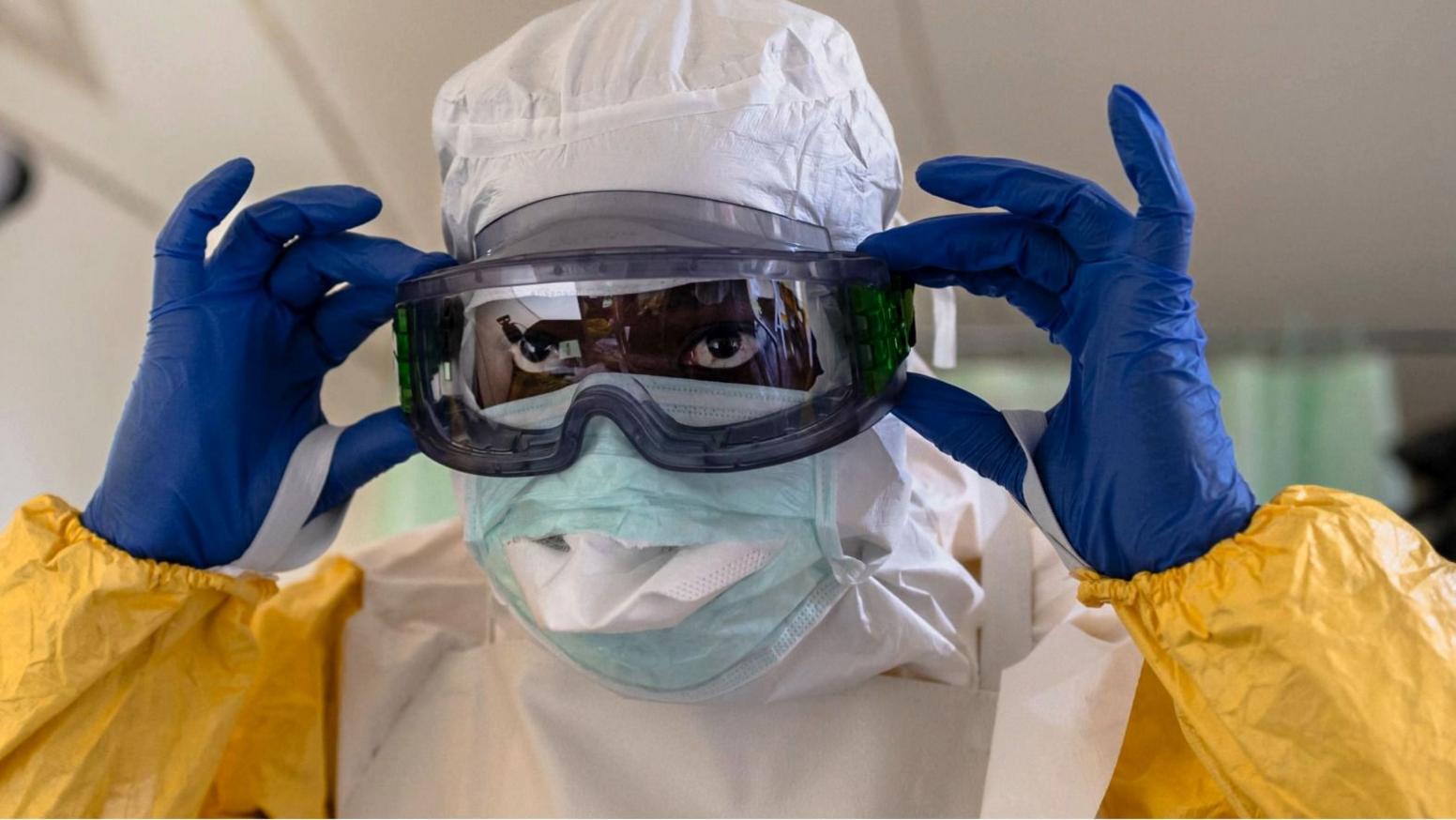Medical worker in protective gear during Ebola outbreak
